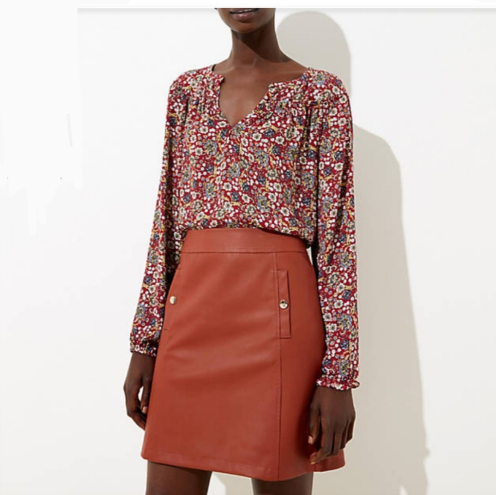 NWT Loft Brown Faux Leather Mini Skirt